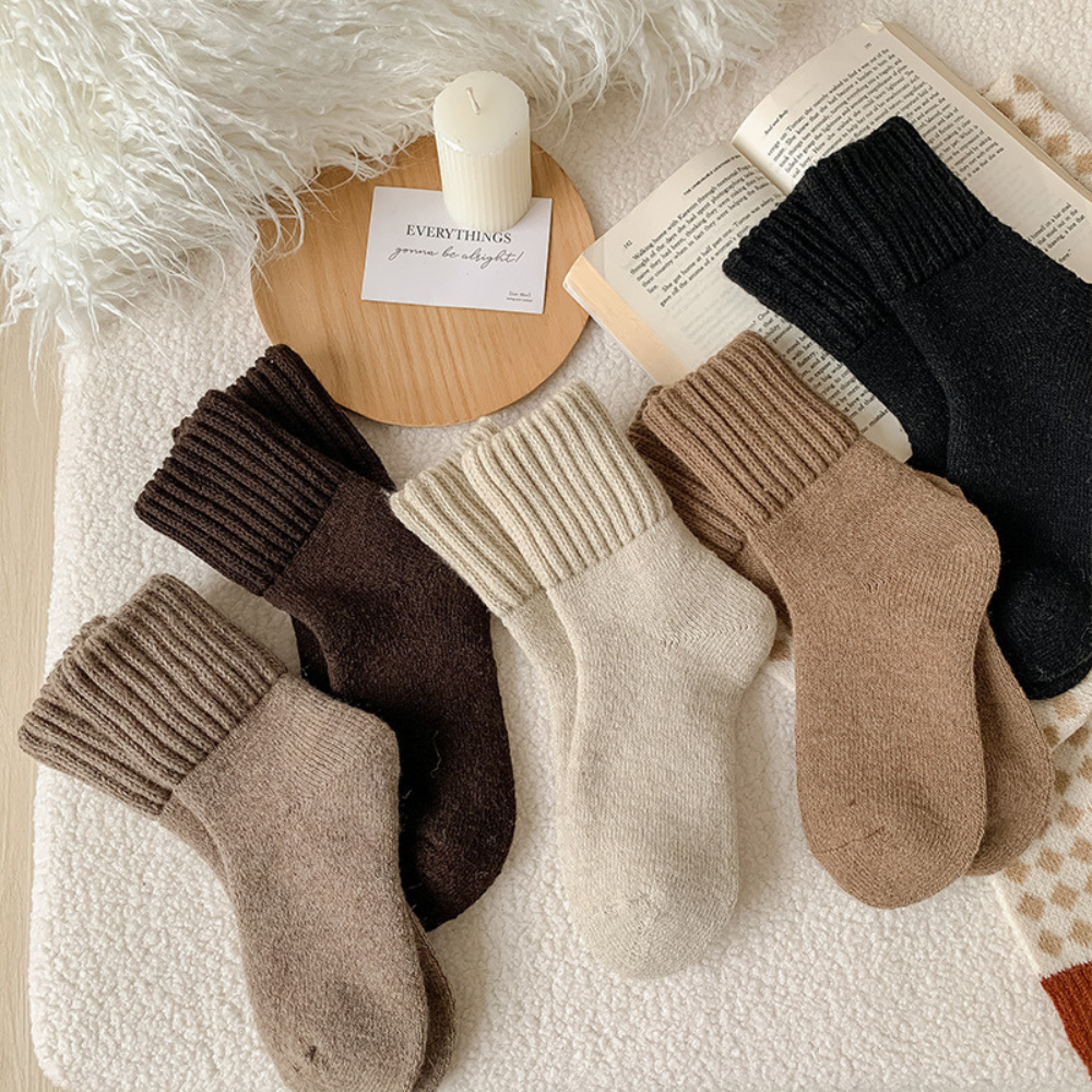 Fall/Winter Silky Thick Wool Socks (Multicolor, 5-Pack)