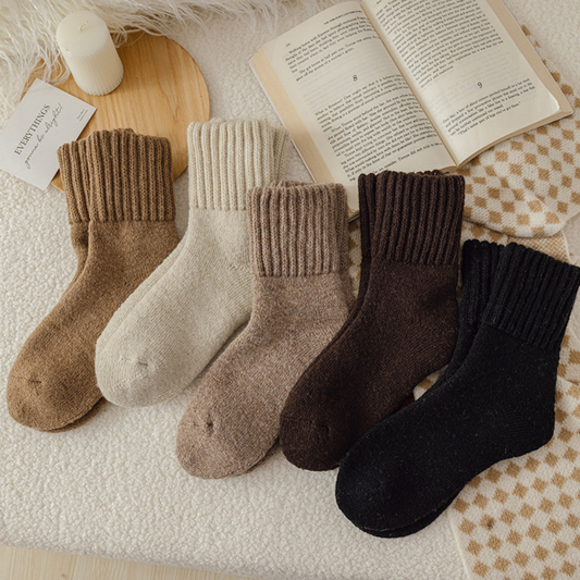 Fall/Winter Silky Thick Wool Socks (Multicolor, 5-Pack)