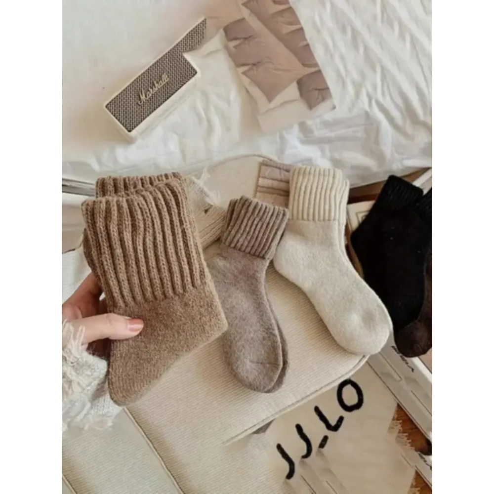 Fall/Winter Silky Thick Wool Socks (Multicolor, 5-Pack)